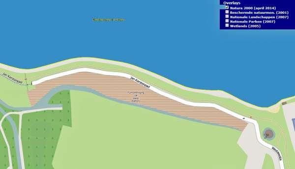 Natura2000 Het IJmeer bij Muiden valt onder Natura2000. Hierbij is aangegeven dat de kuststrook een beschermd natuurmonument is. Op onderstaande kaart is dit gebied in hel blauw aangegeven.