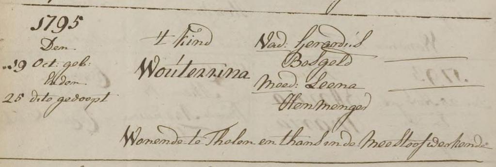 1793 geboorte van Lena Henmengel s dochter Laurina in Oud en Nieuw Gastel 51 19.10.
