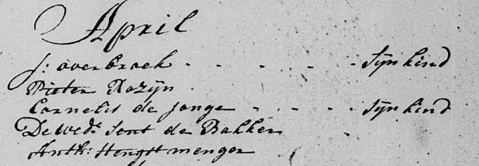 in de 17 e eeuw bekend als het huis achter s heeren caemer of achter s heeren huijs, wordt tussen 1767 en 1771 afgebroken. 6 1754 geboorte dochter Fronica» 2.5 24.04.1754 Anth.