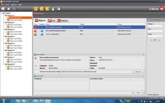 4 Snel overzicht van de gegevens, grafisch en in tabelvorm. 4 Gedetailleerd alarmprotocol, geschiedenis en analyse.