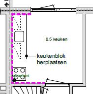 2.3 Optionele werkzaamheden Keukenverbetering De keukenverbetering wordt uitgevoerd tussen de haldeur en het achterdeurkozijn. De rest van de wanden wordt niet meegenomen.