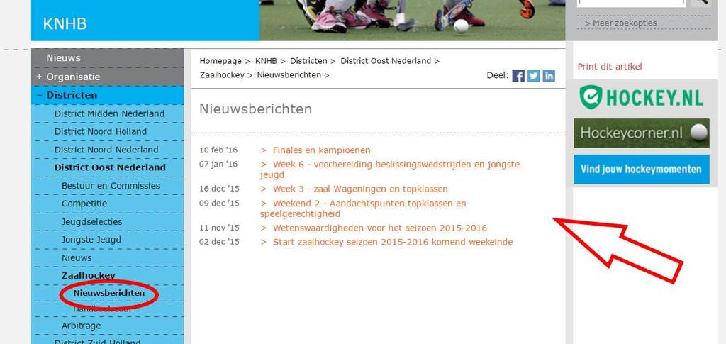 KNHB website deel