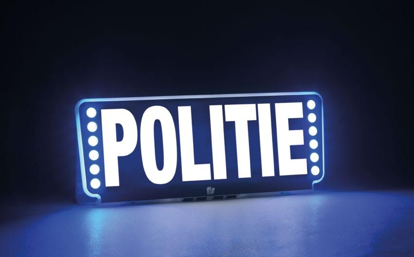 Verlicht teksbord Verlicht tekstbord POLICE of POLITIE montage op de zonneklep met geintegreede blauw