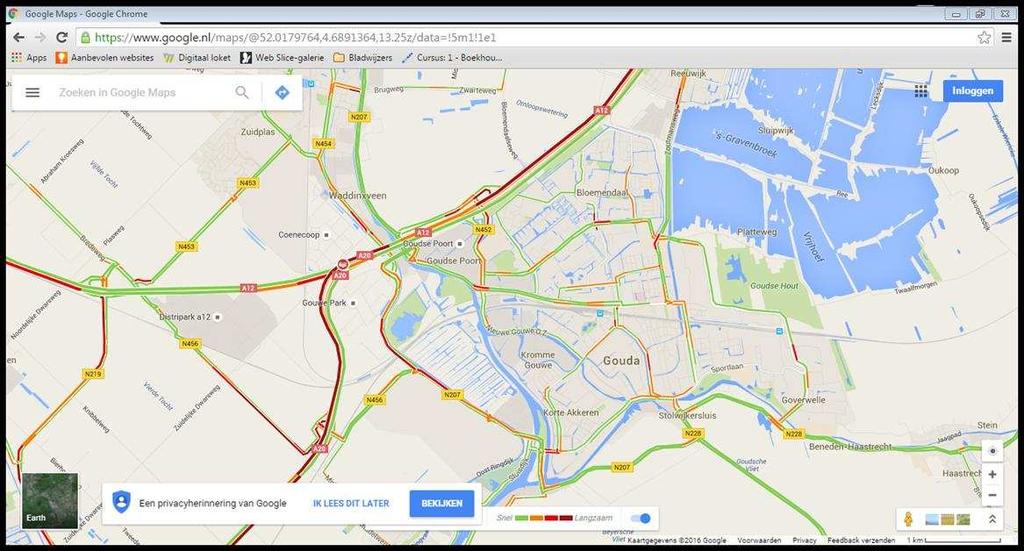 Zaterdagmiddag, autoverkeer binnenstad (grenswaarde factor 1,75 ten opzichte van nacht) Route Reistijd (s) Vertraging Goudse Poort/B.