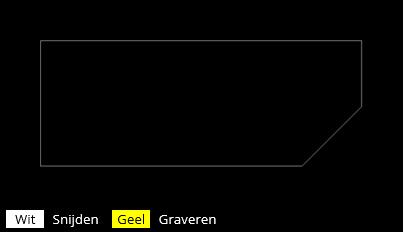 de nominale maat Hierboven ziet een weergave van een DXF/DWG bestand dat verwerkt is in Plaatwerk365. U kunt deze afbeelding laten weergeven in de map artikelen door op de knop te drukken.