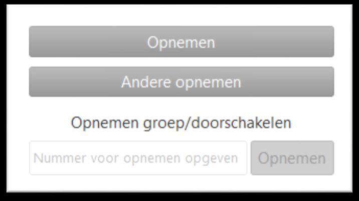 7. Opnemen groep / doorschakelen Hiermee kan je een inkomend gesprek in een pick-upgroep overnemen: 8.