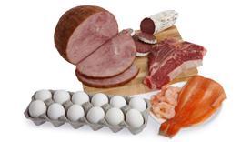 7. Vlees, vis, eieren en vervangproducten Bronnen: vlees, vis, eieren, tofu, tempé, seitan, zaden, Aanbeveling: 100 gram vlees/vis max. 3 eieren per week handvol noten 20 tot 25 gram per dag.