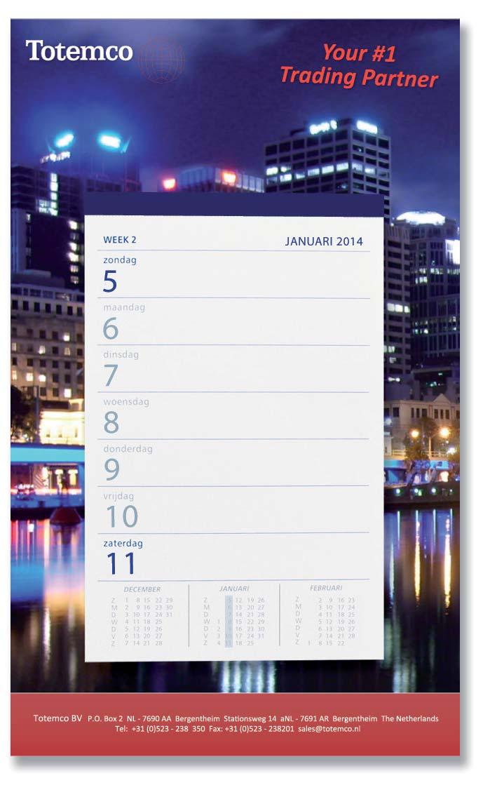 CALENDIERS DÉCHIRABLES Week scheurkalender op schild (hard karton). Praktische en populaire kalender met veel ruimte voor notities.