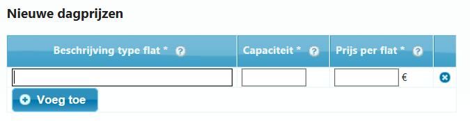 Figuur 37 prijsmededeling voor nieuwe voorziening - overzicht nieuwe dagprijzen extra lijn In het veld Beschrijving type flat beschrijft u het type flat. Dit is een verplicht veld.