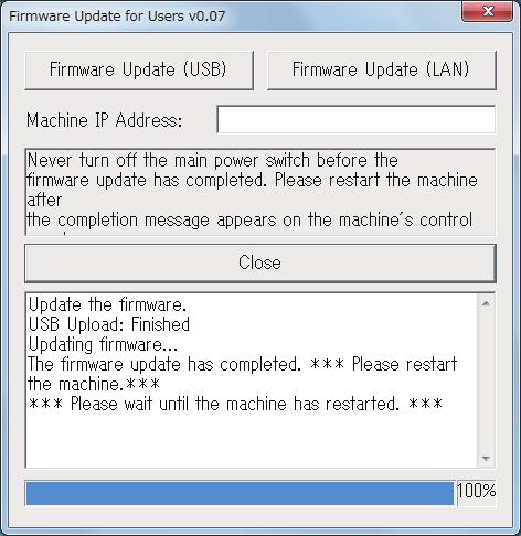 Update (NET)] (OS X). Controleer het venster van het firmware-updateprogramma op berichten en de vordering van de update.