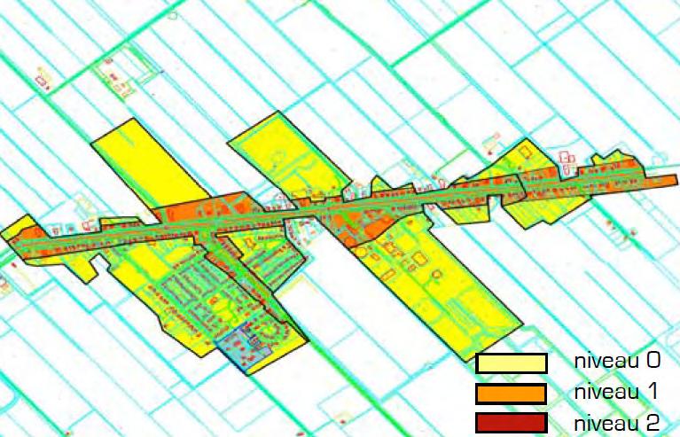 Grote rationele huiskavels met transparante beplanting Openheid, weidsheid, massa aan wegen, doorzichten naar open gebieden Hoofdfunctie landbouw, wonen in bebouwingslinten Licht langs wegen, donker