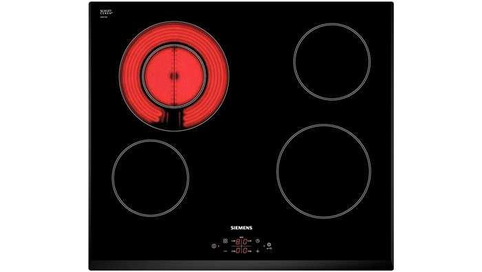 KOOKPLAAT SIEMENS De kookplaat wordt bediend door middel van touch screen onderaan.