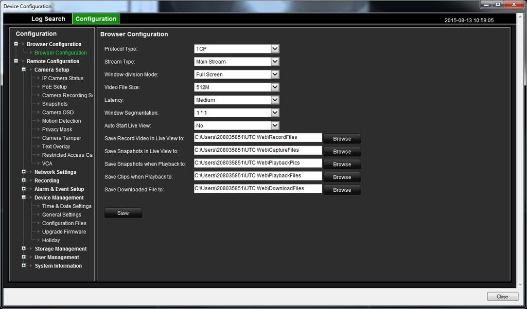 Hoofdstuk 3: Bediening Afbeelding 43: Dialoogvenster Apparaatconfiguratie Configureer het apparaat met de gewenste voorkeuren.