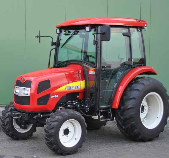 SHIBAURA TRACTOR ST450HST VIERWIELAANDRIJVING MOTOR 4 cil., geluidsarme watergekoelde Shibaura dieselmotor 42 kw / 55,5 pk (SAE) 36 kw / 48,3 pk (DIN) 2216 cc turbo TORQUE 157.