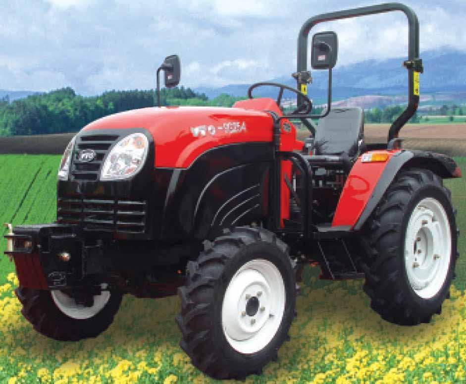 YTO (YouToo) TRACTOR SG254/ SG254C VIERWIELAANDRIJVING MOTOR 3 cilinder watergekoeld viertakt 21,5 kw/ 29,2 pk SAE / 18,5 kw / 25,1 pk (DIN), 1532 cc KOPPEL 86 Nm/ 1645 omw./min.