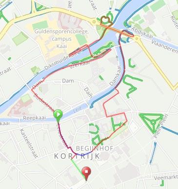 3. duatlon 3.4 Wedstrijd De start wordt gegeven ter hoogte van de brug over de Leie Budastraat - Leiestraat op 100m van de Grote Markt.