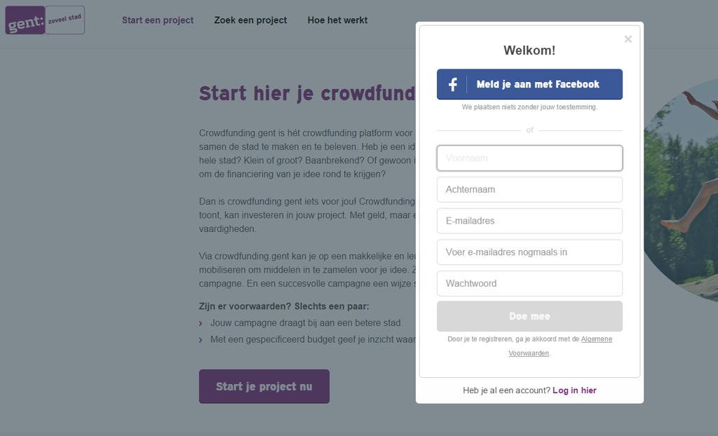 Vervolledig je profiel met je voornaam, familienaam, e-mailadres en wachtwoord. Let op!