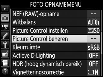 Eigen Picture Controls aanmaken De Picture Controls meegeleverd met de camera kunnen worden aangepast en als eigen Picture Controls