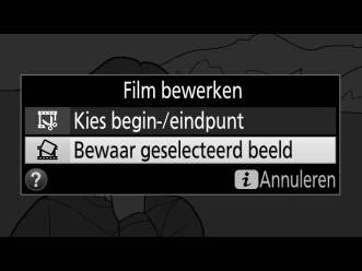 Geselecteerde beelden opslaan Voer het volgende uit om een geselecteerd beeld als JPEG-foto op te slaan: 1 Pauzeer de film op het