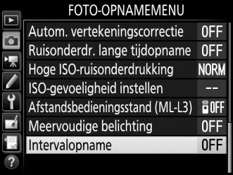 Intervalfotografie De camera kan automatisch fotograferen met vooringestelde intervallen.