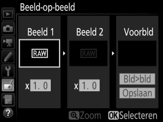 Markeer Beeld-op-beeld in het retoucheermenu en druk op 2.