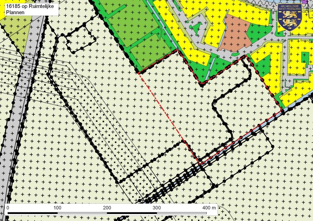 Afbeelding 2. Plangebied Polderpark (rode stippellijn) op uitsnede uit ruimtelijke plannen. 3.