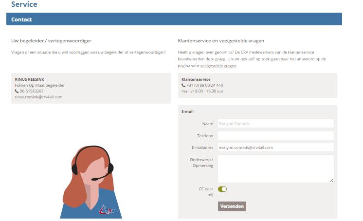 CONTACTPAGINA MIJN ADVISEUR Hier zijn de contactgegevens van de Fokken op Maat-adviseur te vinden. KLANTENSERVICE Hier zijn de contactgegevens van de Klantenservice te vinden.