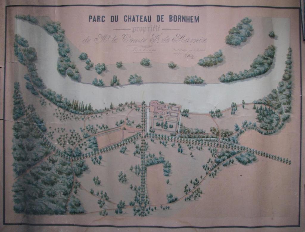 Presentatieplan voor de heraanleg van het Parc du Château de Bornhem (circa