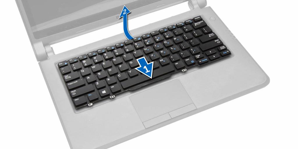 3. Verwijder de schroeven waarmee het toetsenbord aan de computer vastzit. 4.