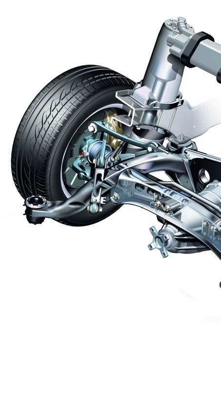 TECHNIEK Constructie moderne achterwielophanging Tekening: DaimlerChrysler Meerstangen ophanging wint terrein Intelligent bewegen De starre achteras van weleer met dempers en schroefveren, maakt