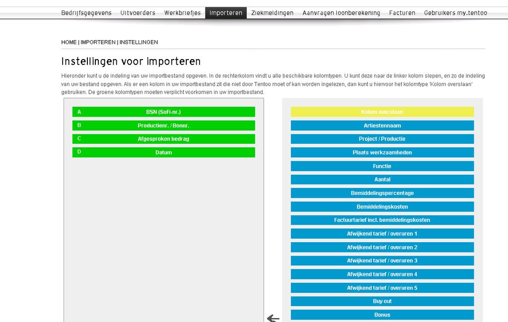 Ga naar de optie Importen en kijk bij Instellingen of de instellingen overeenkomen met je bestand.