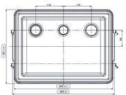 Constructie ABS box, klaar voor installatie, NBR dichtingen. Bovengrondse of halfbovengrondse plaatsing. Inhoud 30 L. Pomp uit kunststof, met metalen delen in contact van water uit RVS AISI 316.