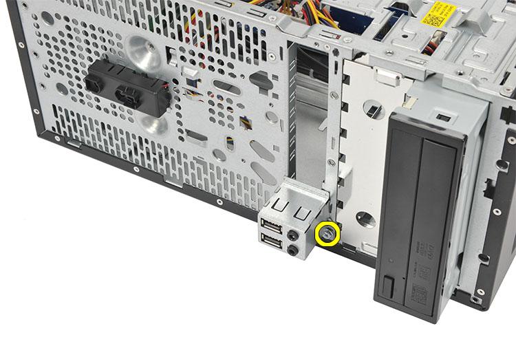 6. Verwijder het I/O-paneel uit de computer. Het I/O-paneel installeren 1. Plaats het I/O-paneel op de bijbehorende locatie op de computer. 2.