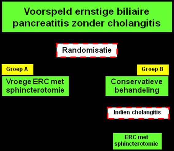 Nederlandse samenvatting Acute biliaire Pancreatitis: vroege ERC met sphincterotomie versus Conservatieve behandeling APEC trial Arts-onderzoeker: Nicolien Schepers, Researchverpleegkundige: Stephan