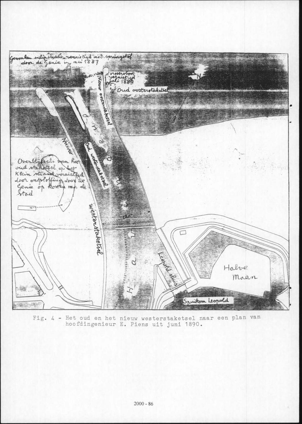 Fig. 4 - Het oud en het nieuw westerstaketsel naar