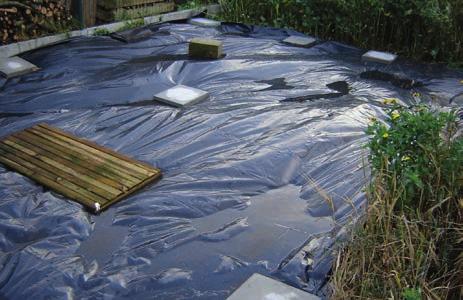 Afdekken Hierbij worden de planten afgedekt met dik folie, bijvoorbeeld worteldoek of landbouwplastic.