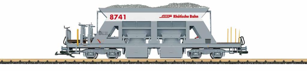 $6G 46695 RhB zelflosser Model van een zelflosser type Xas van de Rhätische Bahn. Natuurgetrouwe kleurstelling en opschrift uit tijdperk VI. Vier loskleppen kunnen open, metalen wielstellen.