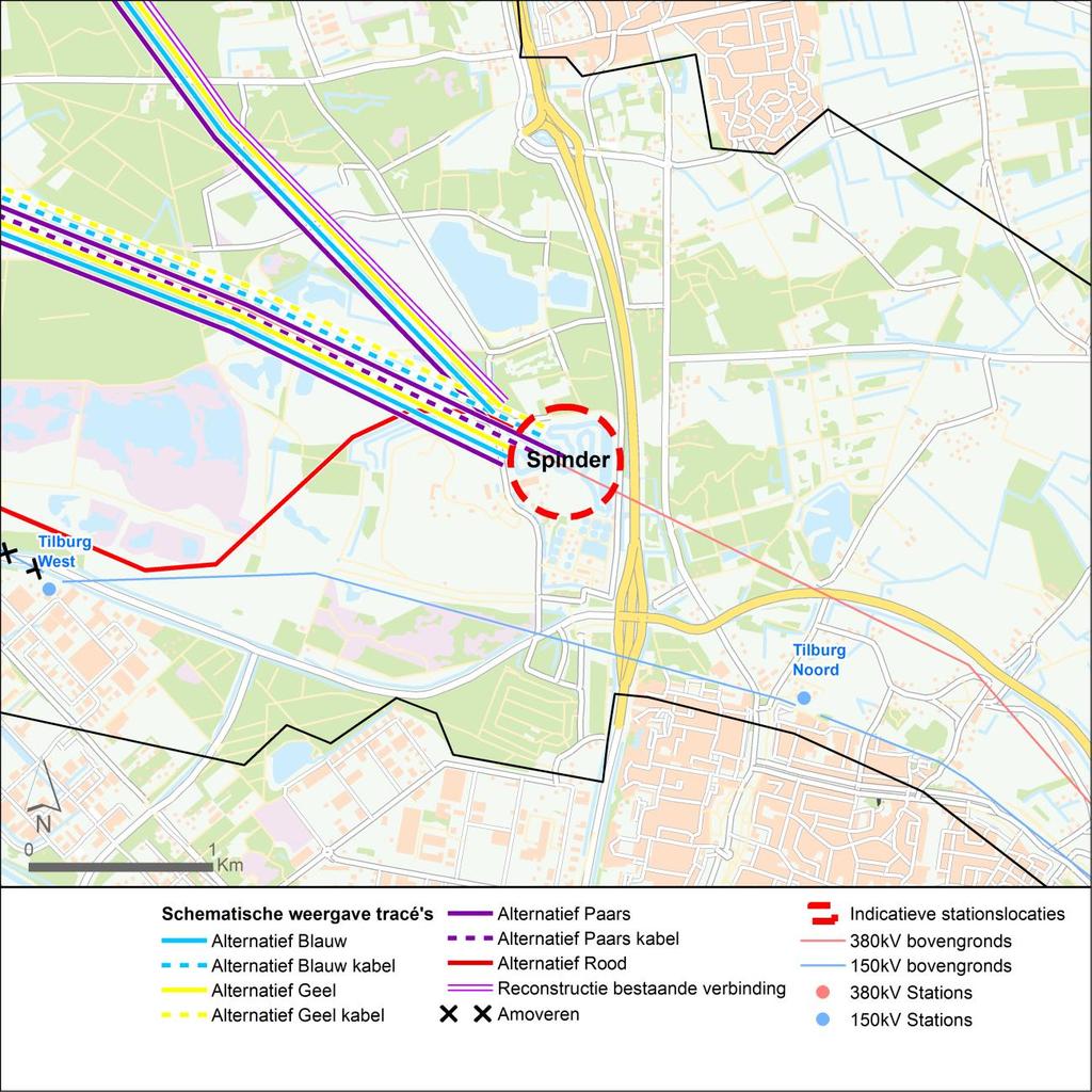 PAGINA 47 van 61 Afbeelding 21 weergave zoeklocatie station Spinder en schematische weergave van alternatieven en varianten 4.4 Locatie Quirijnstok 4.4.1 Samenvatting Het realiseren van een 380 kv-station binnen de zoeklocatie Quirijnstok is complex.