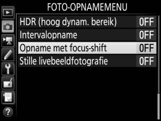 Fotografie met focus-shift Tijdens focus-shift wisselt de camera scherpstelling automatisch af voor een serie foto s.