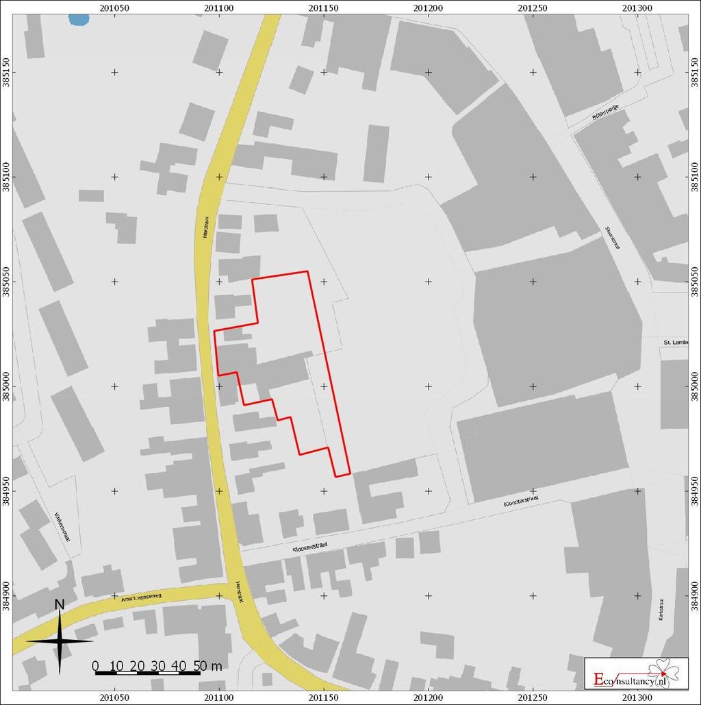 Figuur 2. Detailkaart van het plangebied Herstraat te Horst.