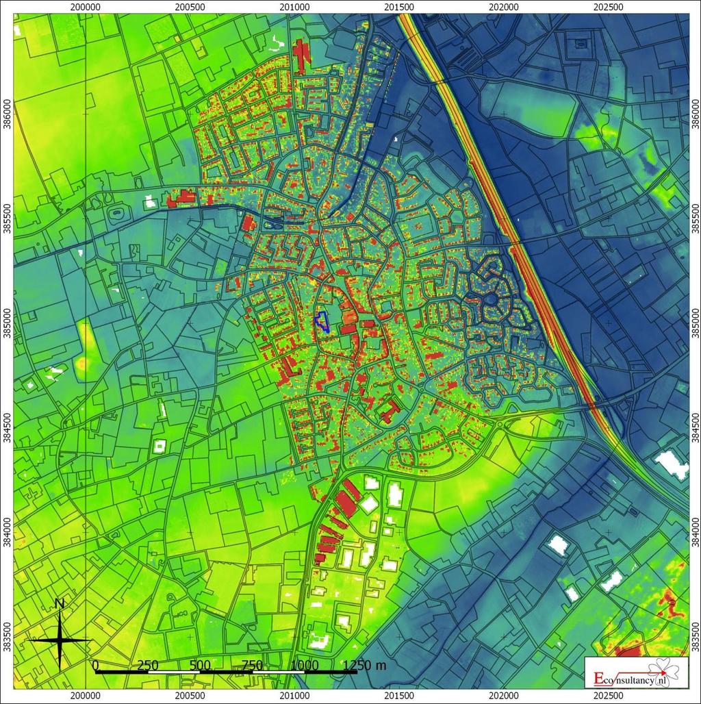 Figuur 6. Situering van het plangebied binnen het Actueel Hoogtebestand Nederland (AHN) Herstraat te Horst.