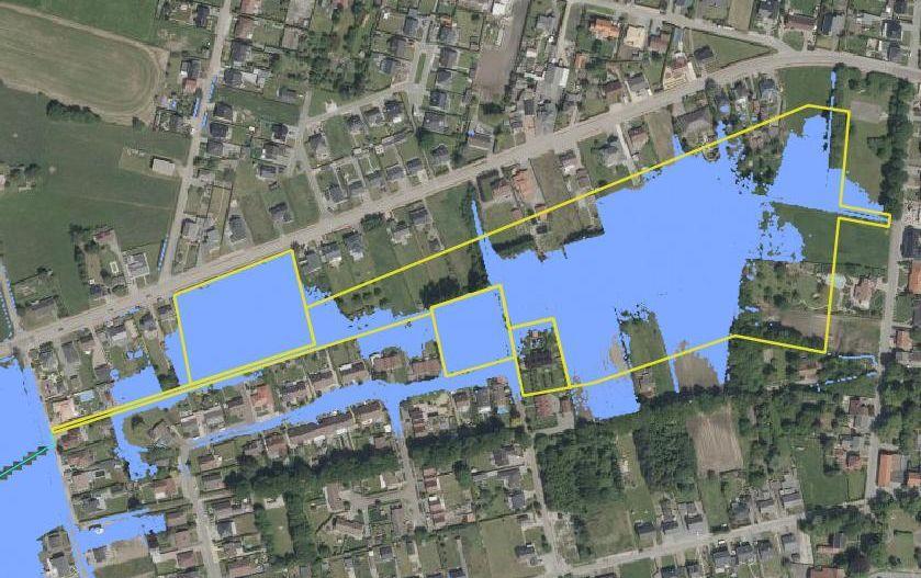 Figuur: gemodelleerde overstromingscontour bij T100