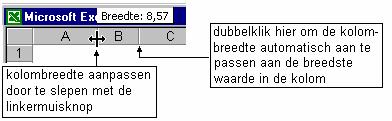 Het is ook mogelijk de breedte en de hoogte door de inhoud van de cel te laten bepalen.