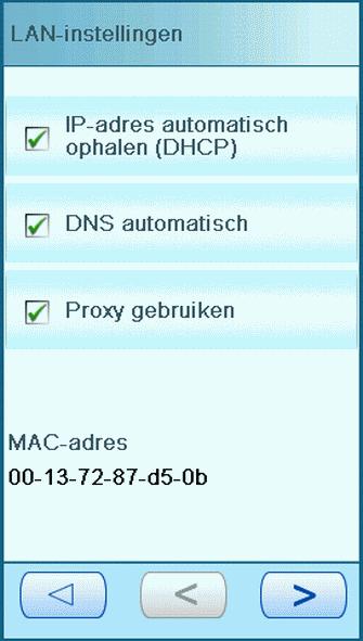 LAN configureren waarbij DHCP=Ja en Proxy=Ja Als DHCP wordt ondersteund en een proxy-server is vereist, moet u de OLS van het systeem als volgt verbinden met een LAN: 1.