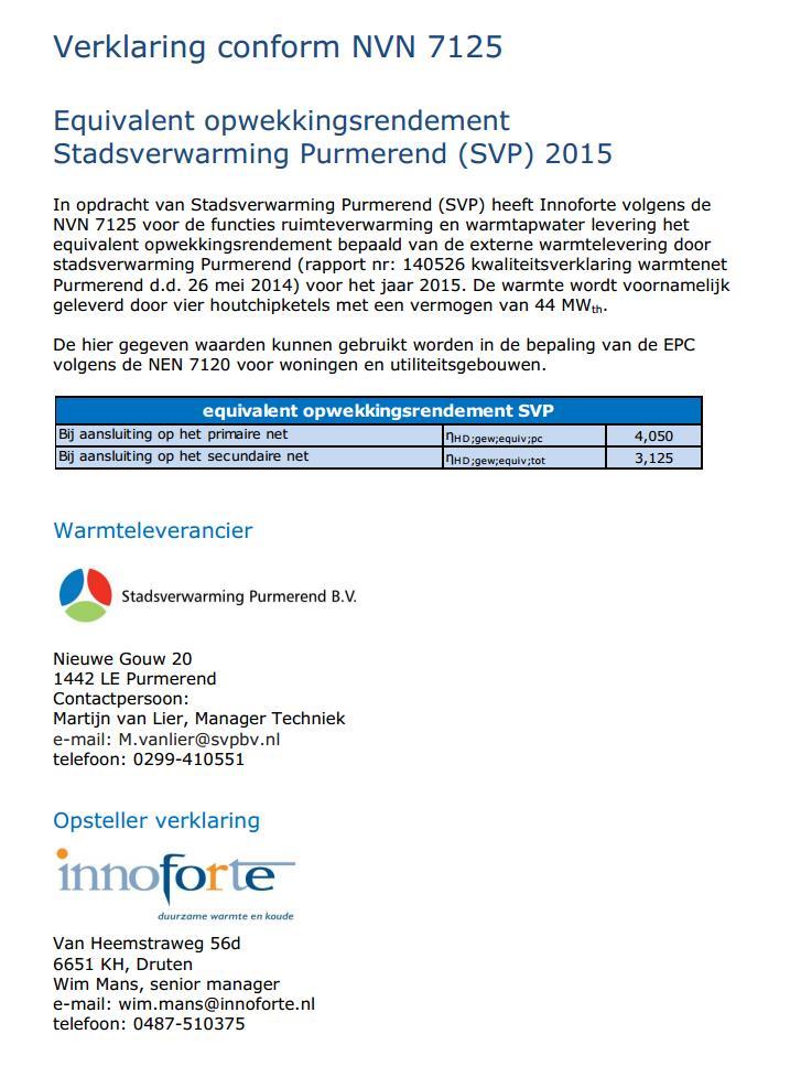 Bijlage 2 Kwaliteitsverklaring SVP Warmteplan