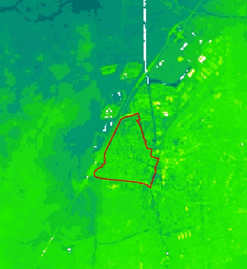 00 meter +NAP in het zuiden nabij de A58 tot minder dan 1.80 meter +NAP in het uiterste noorden van het plangebied. Het roodomlijnde plangebied op de geomorfologische ondergrond.