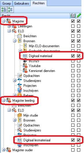 Voorbeeld 1 In dit voorbeeld gebruikt de ene locatie wel Digitaal lesmateriaal vanuit Magister en de andere locatie niet.