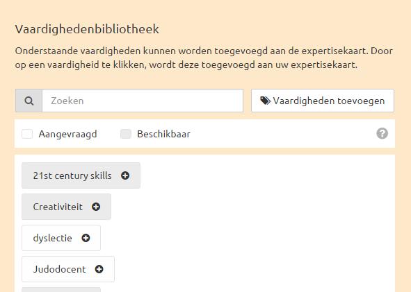 Vrdighedenbibliotheek Ctegorieën De linker kolom toont lle vrdigheden die zijn opgenomen in de vrdigheden bibliotheek.