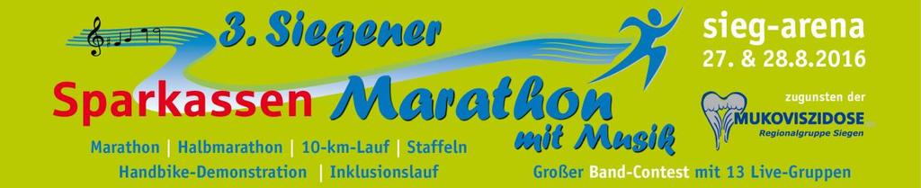 Siegen (halve) marathon zaterdag 27 en zondag 28 augustus 2016 Tijdens het weekend van 27 en 28 augustus wordt er in onze Duitse zusterstad Siegen weer volop gelopen.