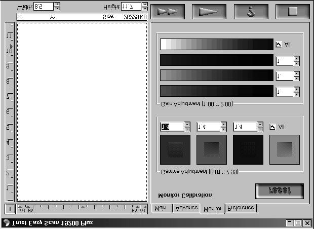 5.3 Monitor calibratie Klik bij het TWAIN-dialoog venster (Zie figuur 20) op het tabblad Monitor. Een scherm als figuur 22 verschijnt.
